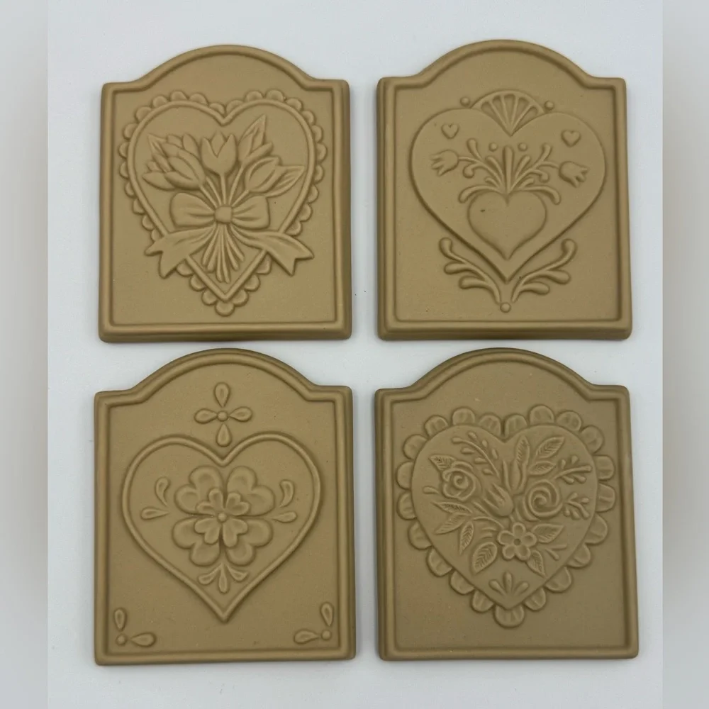Vintage‎ Brown Bag Hearts & Flowers Cookie Tiles Complete Set w Caddy 1999